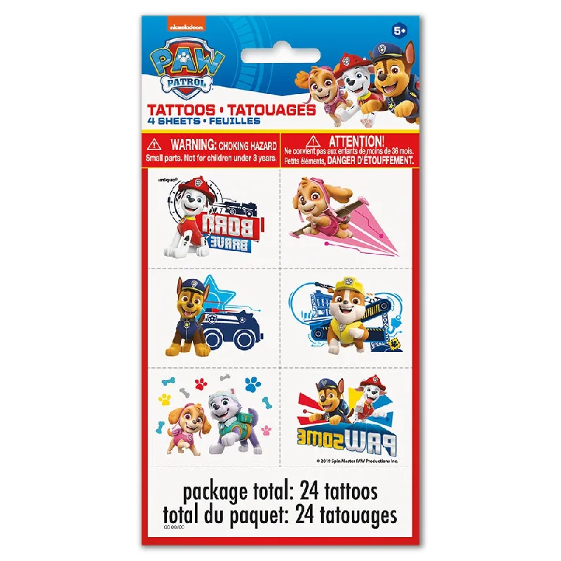 PAW PATROL TATTOO SHEETS (24 PK)