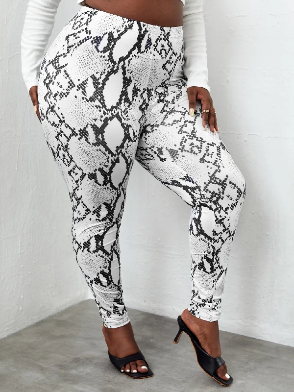 Snakeskin Print Long Plus Size Leggings