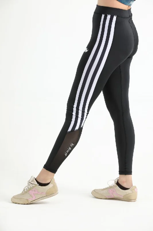 QUEEN MESH STRIPPED LEGGINGS