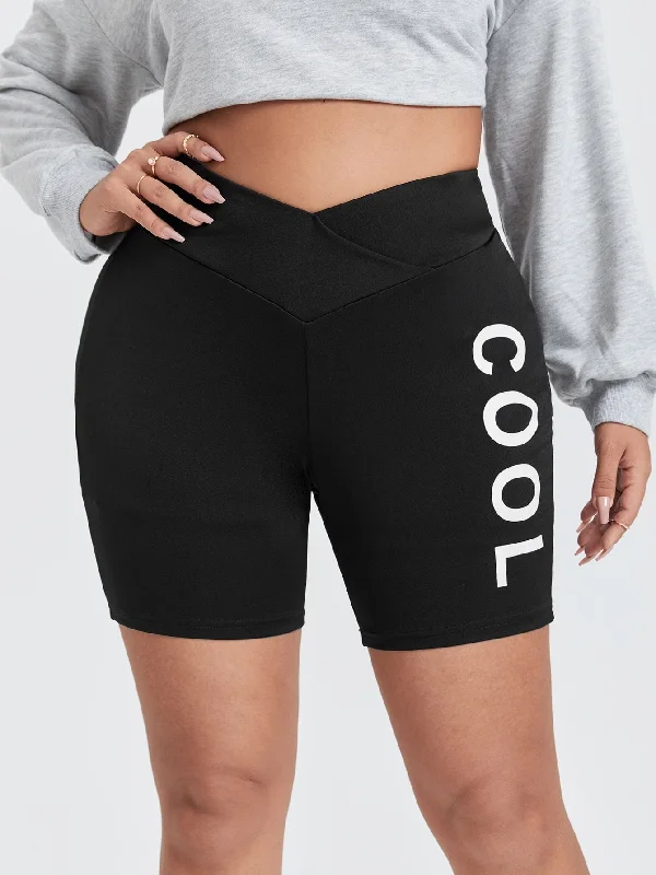 Letter Short Plus Size Leggings