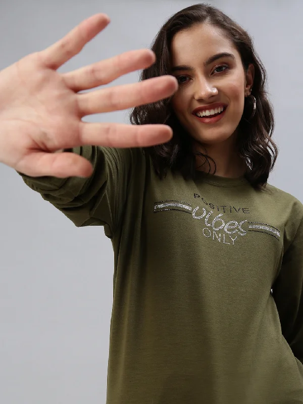 Women's Green Solid SweatShirt