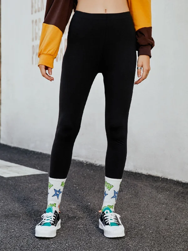 Casual Plain Cropped Women Leggings