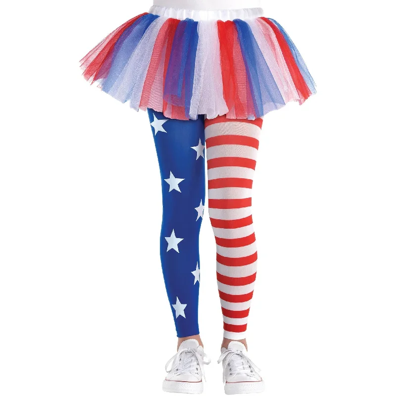 Child Red White And Blue Footless Tights