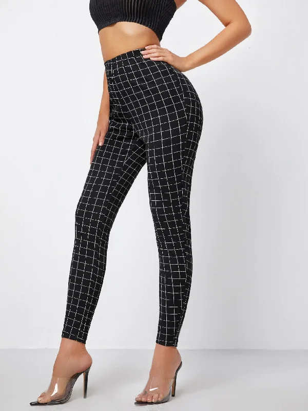 Casual Plaid Cropped Women Leggings