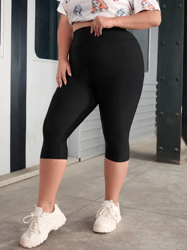 Plain Capris Plus Size Leggings