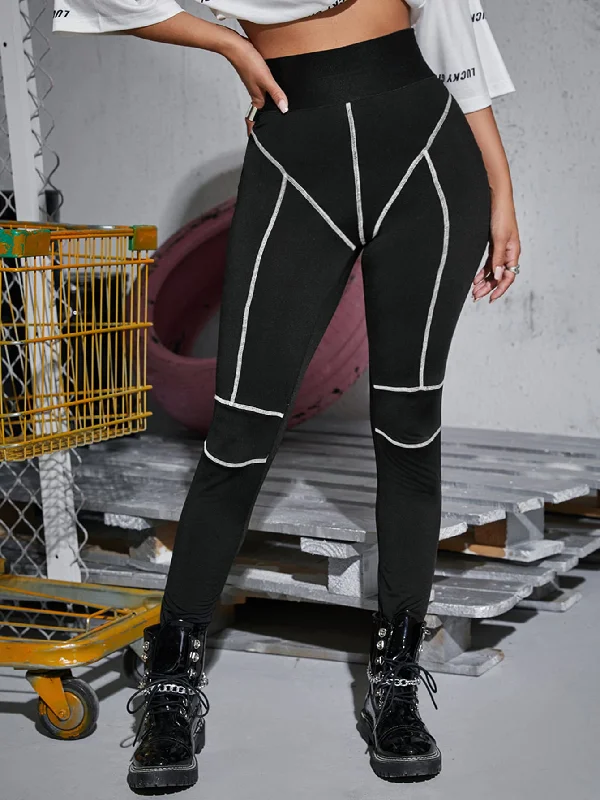 Sporty Striped Long Women Leggings