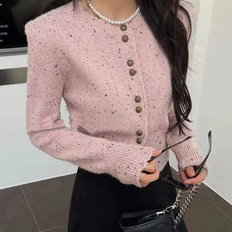 2024 Spring  lady fashionable new arrival crew neck long sleeve coat regular model sweater cardigan