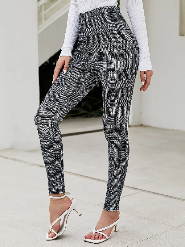 Casual Plaid Long Women Leggings