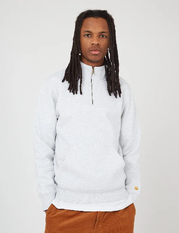 Carhartt-WIP Chase Neck Zip Sweatshirt - Grey Heather/Gold