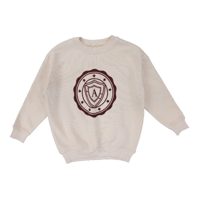 LIL LEGS CREAM/BURGUNDY LOGO SWEATSHIRT [FINAL SALE]