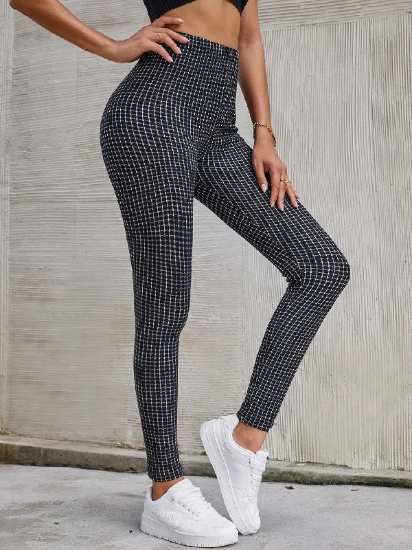 Casual Plaid Long Women Leggings