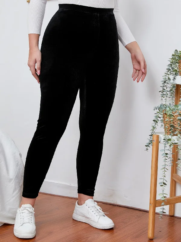 Plain Cropped Plus Size Leggings