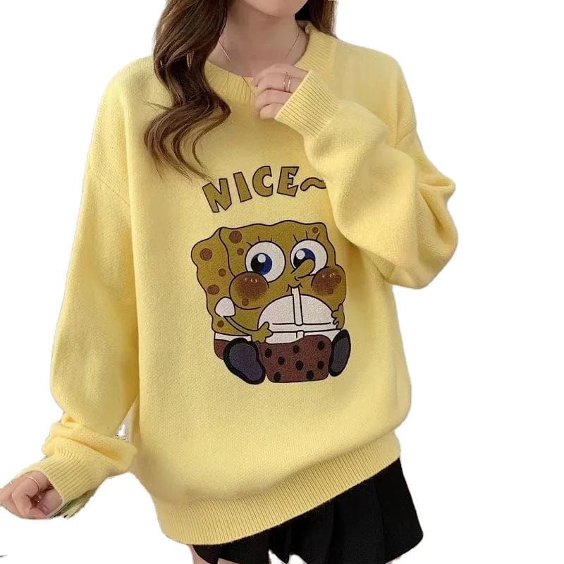 2024 spring hot sales crew-neck long-sleeved printed fashion women's pullover sweater