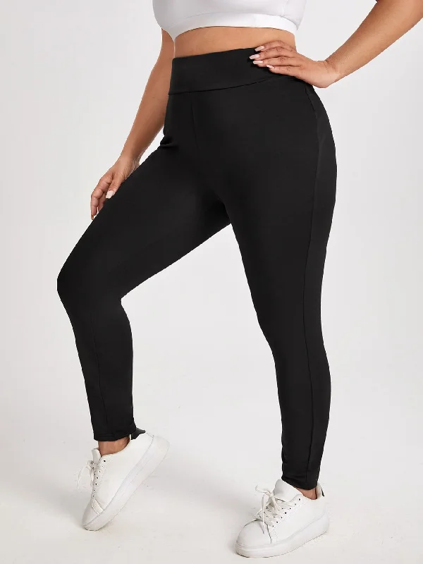 Plain Cropped Plus Size Leggings