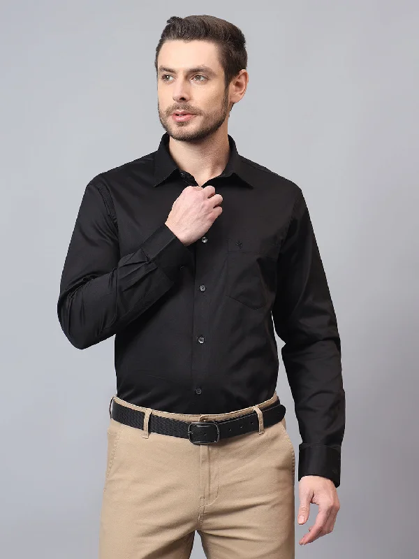 Men's Black Printed Full Sleeves Formal Shirt