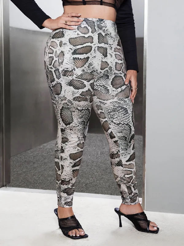 Snakeskin Print Long Plus Size Leggings