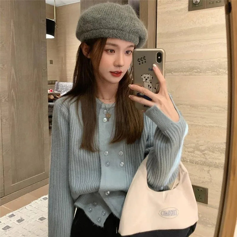 2024 Spring  lady fashionable new arrival crew neck long sleeve coat gentle style sweater cardigan