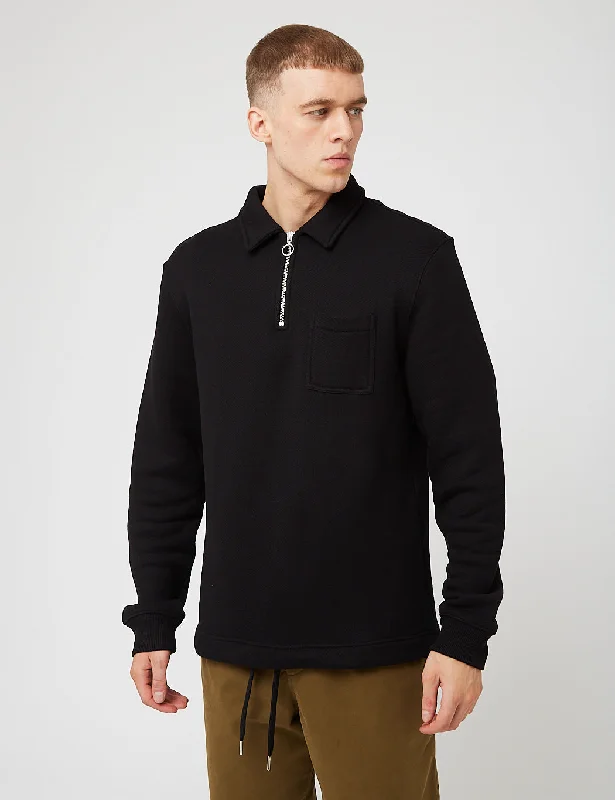 Bhode Everyday Half-Zip Collar Sweatshirt (Loopback) - Pirate Black