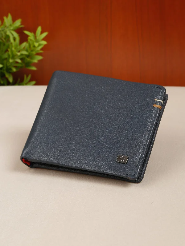 Men Navy Blue Bifold Wallet