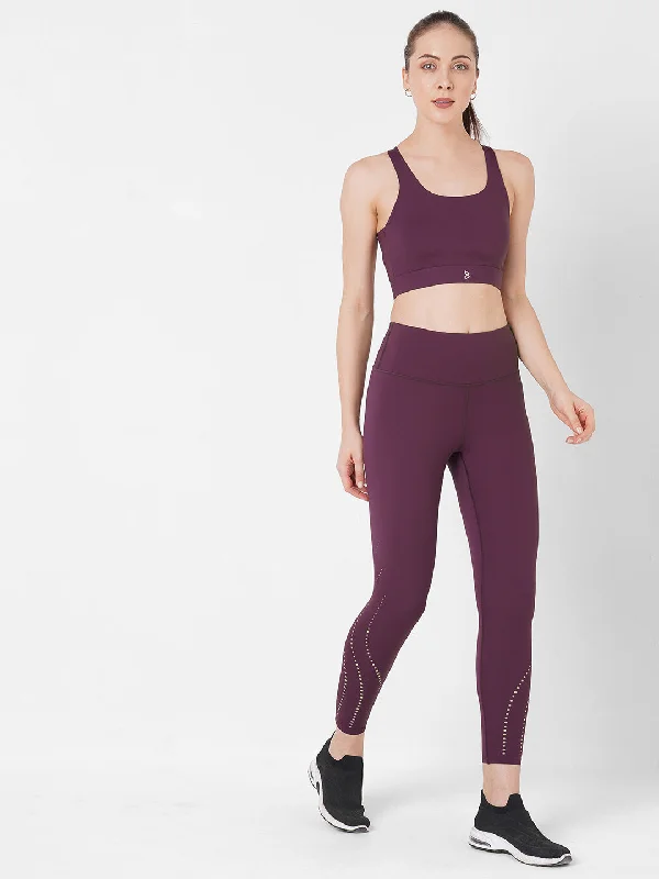 Wine Cut Out High Waist Leggings