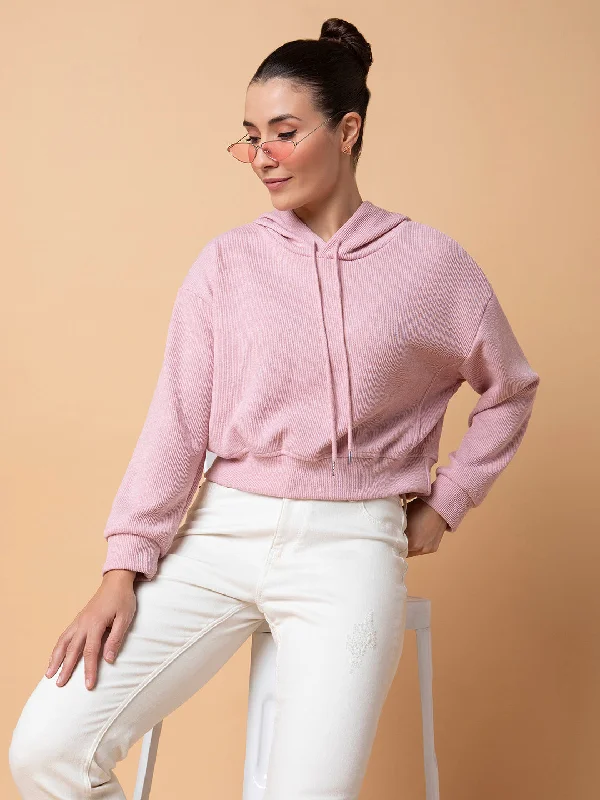 Women Solid Peach Pullover