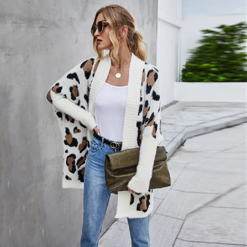 Fashion Leopard Knit Sweater Cardigan Jackets Wholesale Womens Clothing N3824080900032