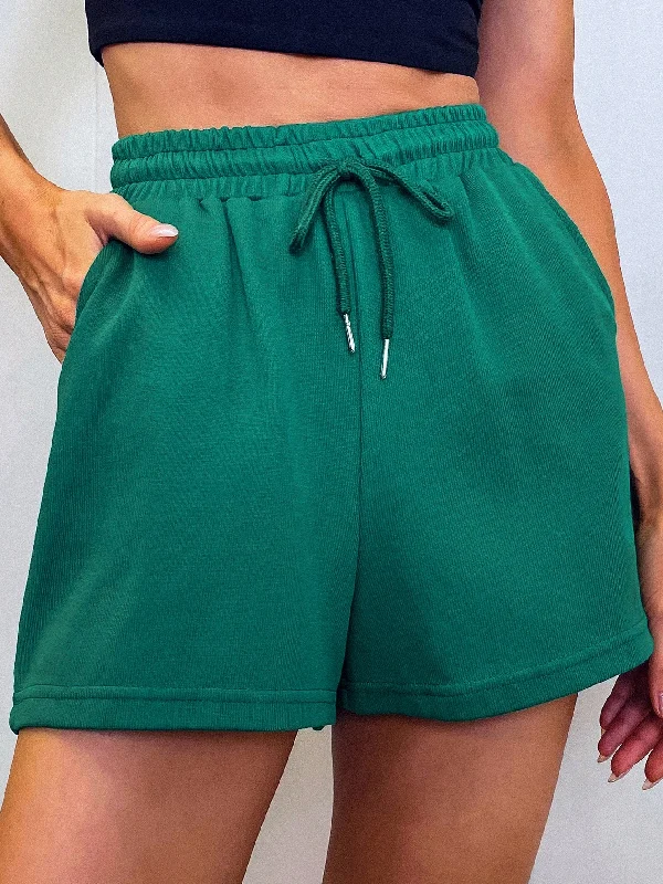 Casual Plain Pocket Natural Women Shorts