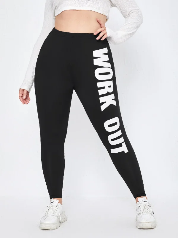 Letter Long Plus Size Leggings