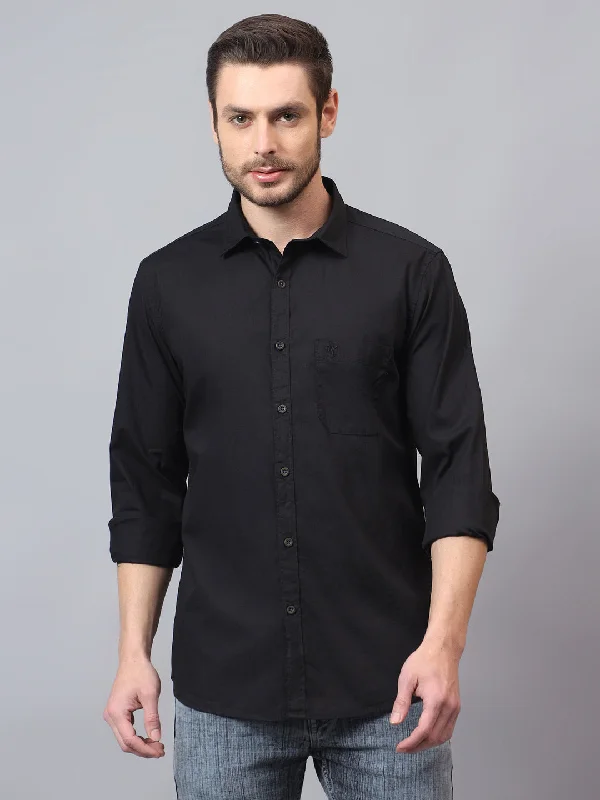 Men's Black Solid Full Sleeves Casual Shirt