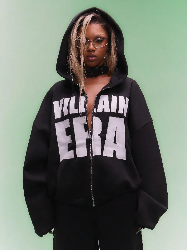 SUMWON WOMEN Overhead Zip Through Hoodie With Villain Era Graphic Print