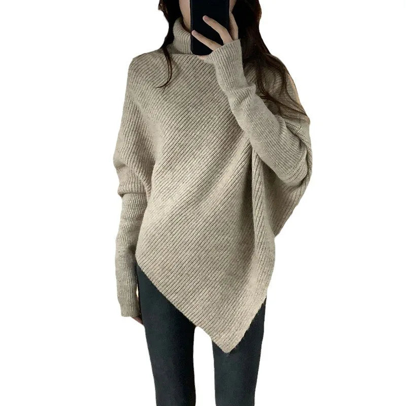 2024 Spring and autumn high-quality fashion women's best-selling solid color long-sleeved turtleneck loose pullover sweater