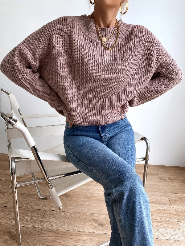 Casual Plain Long Sleeve Stand Collar Long Women Sweater