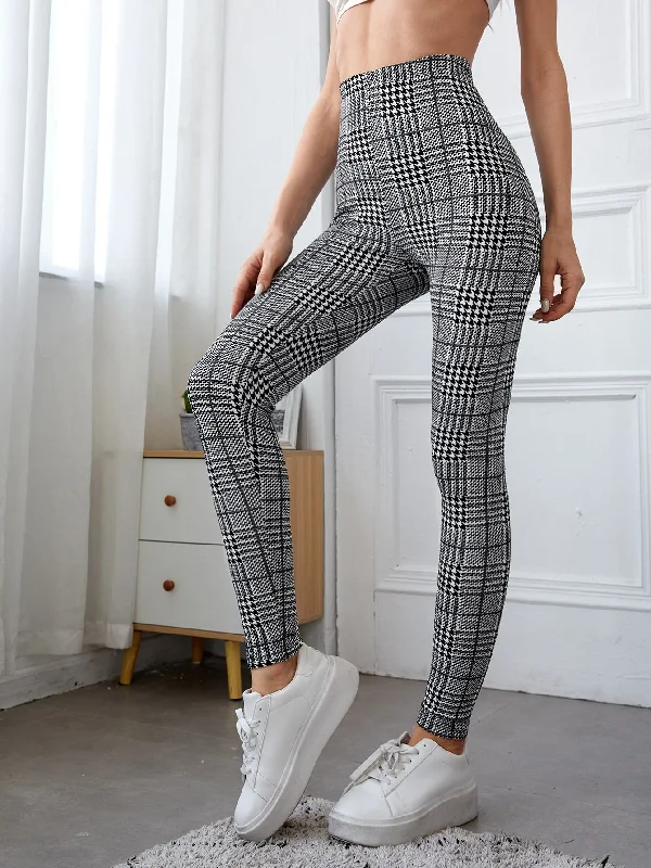 Casual Plaid Long Women Leggings