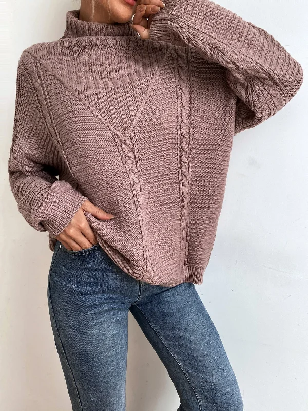 Casual Plain Long Sleeve High Neck Regular Women Sweater