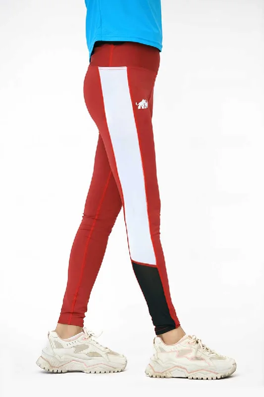 INFINITY CONTRAST ULTRA HIGH WAISTED MESH LEGGINGS-RED