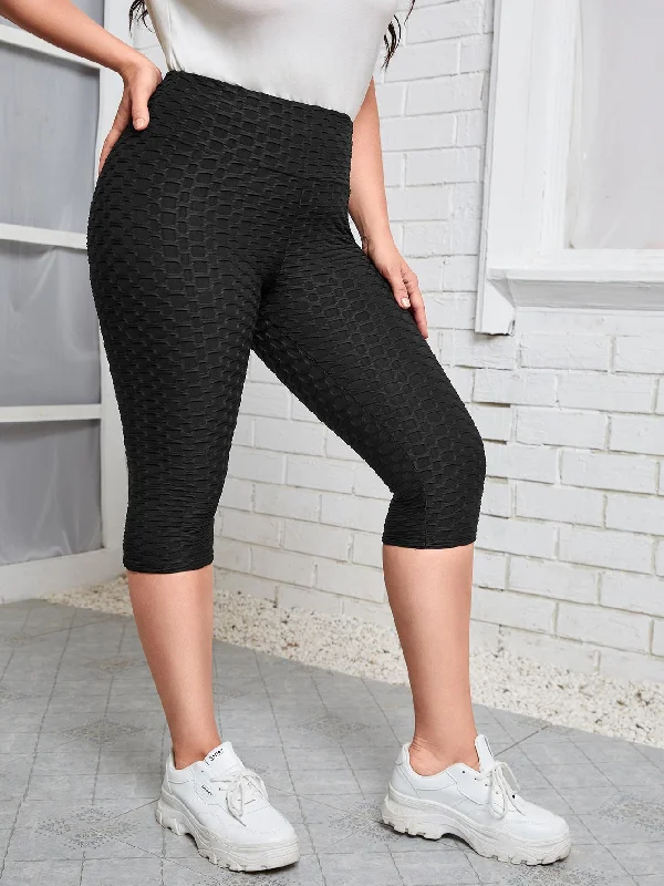 Plain Capris Plus Size Leggings