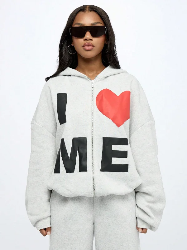 SUMWON WOMEN Oversized Zip Through Graphic Hoodie