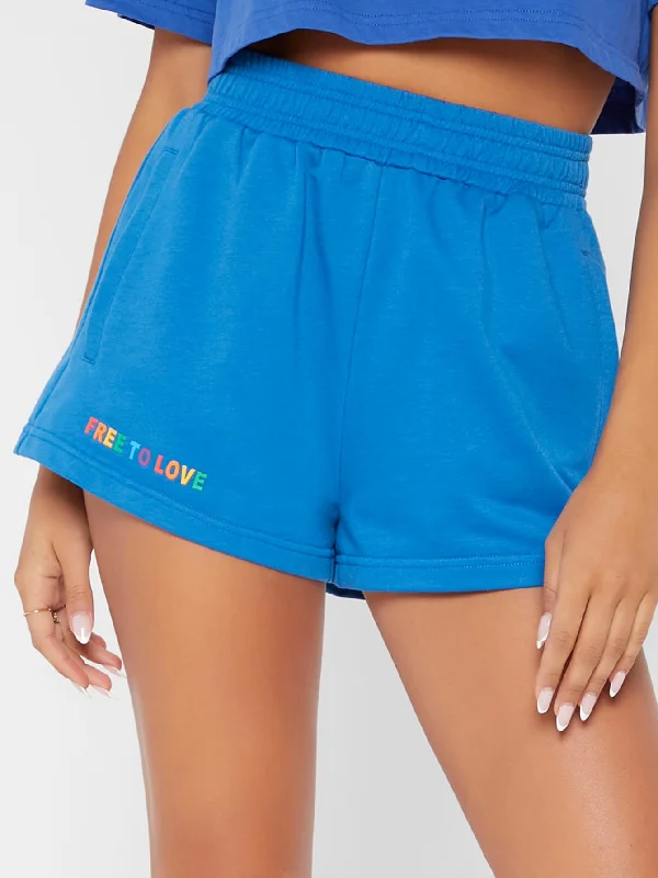 Casual Letter Pocket High Waist Women Shorts